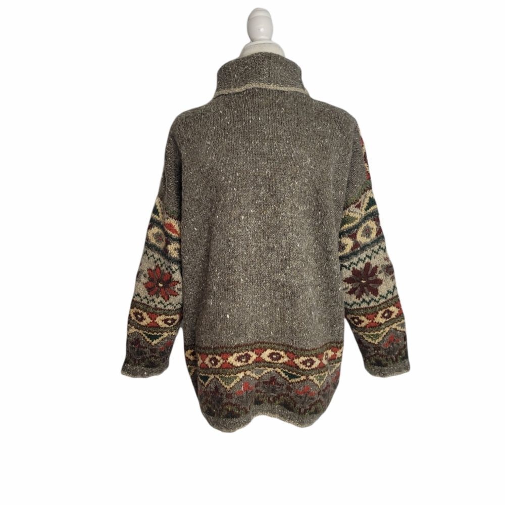 VINTAGE 90s Express fair‎ isle wool angora mohair turtleneck oversized sweater M - Picture 4 of 10